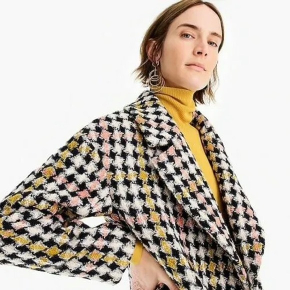 J.CREW COLLECTION LUREX TWEED OVERSIZED COAT PEACH BLACK J8515 SIZE 8~NWT $398 - Picture 2 of 5